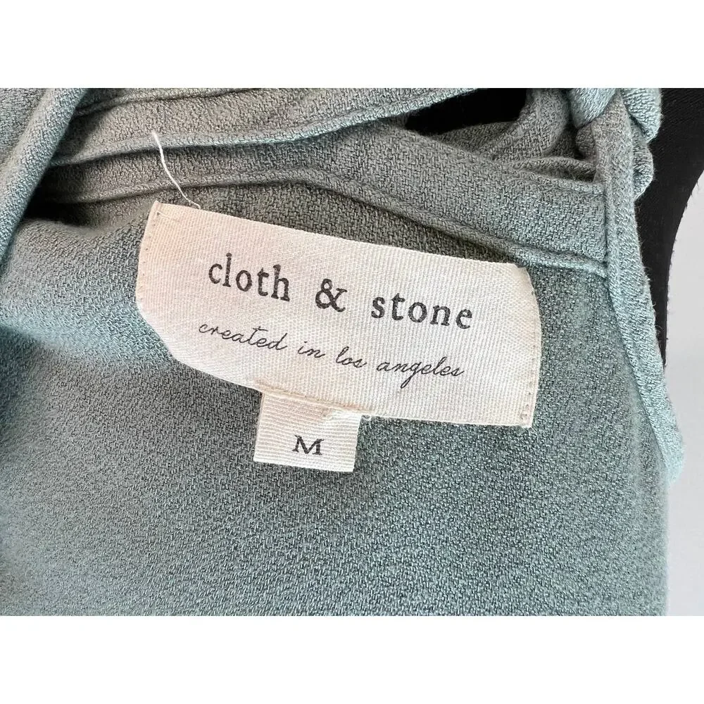 Cloth & Stone Light Green Back Button Down Long Sleeve Shirt Top Blouse M Medium